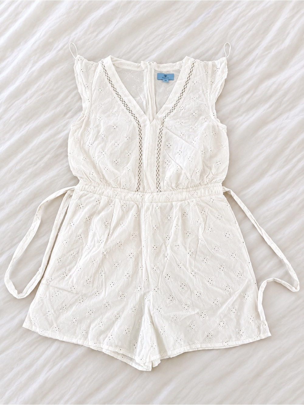 CeCe White Eyelet Cotton Romper Size 10